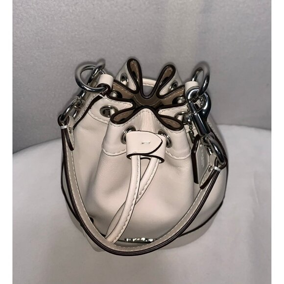 Coach Mini Bucket Bag Chalk Silver CR144 NO LONG STRAP - Picture 5 of 12